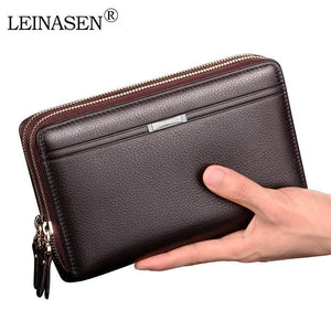 Planet Gates Men wallets with coin pocket long zipper coin purse for men clutch business Male Wallet Double zipper Vintage Large Wallet Purse