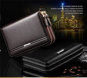 Planet Gates Men wallets with coin pocket long zipper coin purse for men clutch business Male Wallet Double zipper Vintage Large Wallet Purse