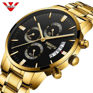 Planet Gates Men Watch Chronograph Sport Mens Watches Top Brand Luxury Waterproof Full Steel Quartz Gold Clock Men Relogio Masculino