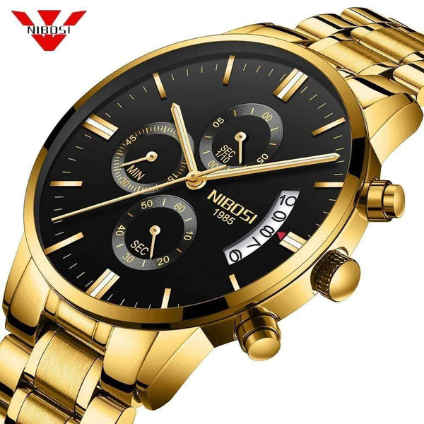 Planet Gates Men Watch Chronograph Sport Mens Watches Top Brand Luxury Waterproof Full Steel Quartz Gold Clock Men Relogio Masculino
