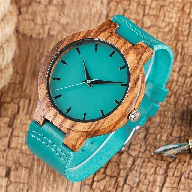 Planet Gates Wood Watch for Men Women Genuine Leather Wristwatch Mens Quartz Watch Elegant Watch Women Best Gifts for Lover