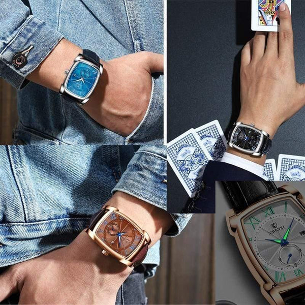 Planet Gates Men Watches Men's Military Clock Relogio Masculino Brown Leather Wristwatches 2019 New Style Erkek Kol Saati