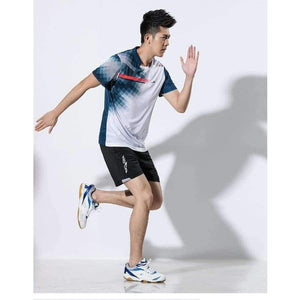 Planet Gates Men White Blue Sets / S Male / Female Tennis shirts , Suits tennis men , table tennis Clothing , badminton Jerseys Shorts , pingpong Shorts Clothes