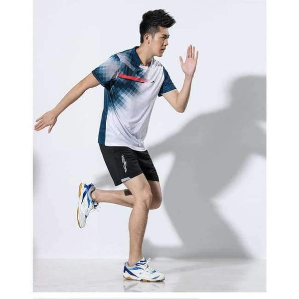 Planet Gates Men White Blue Sets / S Male / Female Tennis shirts , Suits tennis men , table tennis Clothing , badminton Jerseys Shorts , pingpong Shorts Clothes