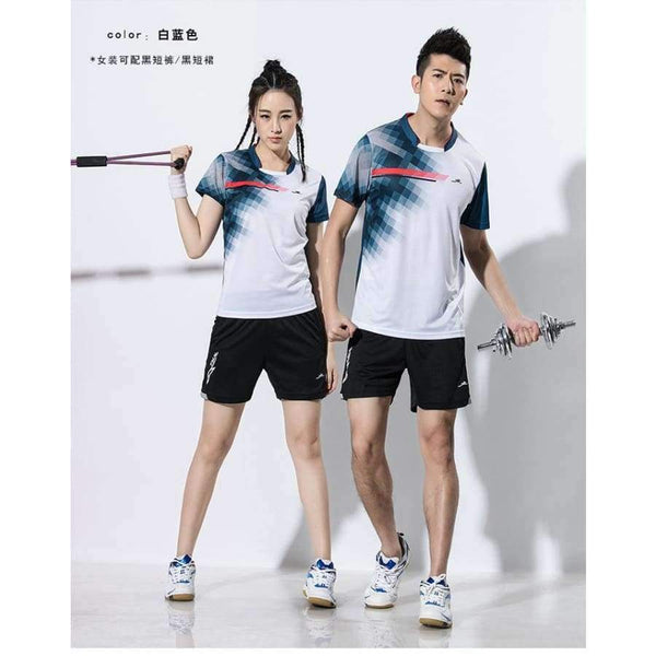 Planet Gates Men White Blue Sets / S Male / Female Tennis shirts , Suits tennis men , table tennis Clothing , badminton Jerseys Shorts , pingpong Shorts Clothes