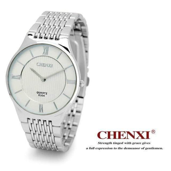 Planet Gates Men White Dial Fashion Romantic Silver Couple Watch Stainless Steel Men's Women's Quartz Wirstwatch Analog Slim Clock Lovers Watch