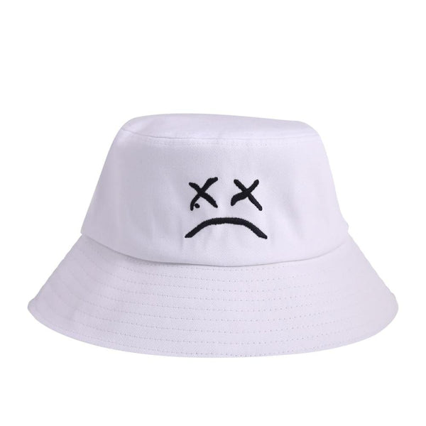 Planet Gates Men Women Bucket Hat Crying Face Embroidery Boonie Hat Solid Color Travel Beach Sun hats Casual Visor Fishman Caps
