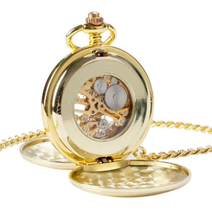 Planet Gates Men Women Pocket Watch Double Hunter Design Mechanical Hand Winding Fob Watches Casual Pendant Gift