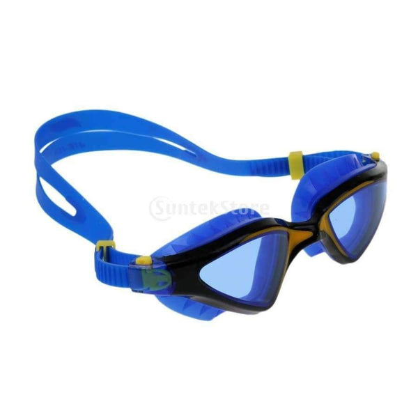 Planet Gates Men Women UV Protection Anti-fog Silicone Swimming Goggles & Waterproof Durable Flexible Elastic Swim Cap - Blue