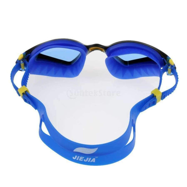 Planet Gates Men Women UV Protection Anti-fog Silicone Swimming Goggles & Waterproof Durable Flexible Elastic Swim Cap - Blue