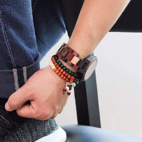 Planet Gates Mens 44mm Quartz Watch Men reloj mujer Elk Engraving Wooden Women Watches in Wood Box relogio masculino Great Gift for Lover