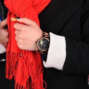 Planet Gates Mens 44mm Quartz Watch Men reloj mujer Elk Engraving Wooden Women Watches in Wood Box relogio masculino Great Gift for Lover