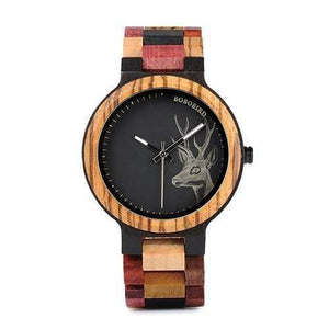 Planet Gates Mens 44mm Quartz Watch Men reloj mujer Elk Engraving Wooden Women Watches in Wood Box relogio masculino Great Gift for Lover