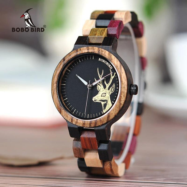 Planet Gates Mens 44mm Quartz Watch Men reloj mujer Elk Engraving Wooden Women Watches in Wood Box relogio masculino Great Gift for Lover
