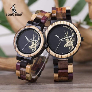 Planet Gates Mens 44mm Quartz Watch Men reloj mujer Elk Engraving Wooden Women Watches in Wood Box relogio masculino Great Gift for Lover