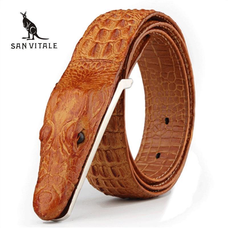 Planet Gates Mens Belts Luxury cow Leather Designer Belt Men High Quality Luxury Crocodile Cinturones Hombre