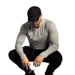 Mens Casual Fashion Long Sleeve Cotton T-shirt Gyms Fitness Bodybuilding Skinny Elasticity T Shirt Man Tee Tops Brand Clothing