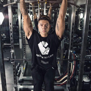 Mens Casual Fashion Print T-shirt Gyms Fitness Short Sleeve Cotton Loose Tee Shirt Male O-Neck Tops Crossfit Clothing