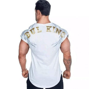 Mens Casual Fashion Printed Slim T-shirt Gyms Fitness Bodybuilding Short Sleeve Cotton T Shirt Tees Tops Male Workout Clothing