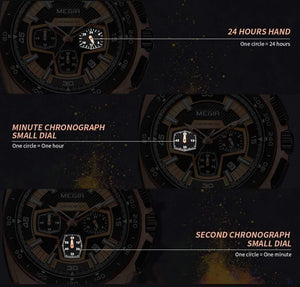 Planet Gates Mens Chronograph Sport Watches with Quartz Movement Rubber Band Luminous Wristwatch for Man Boys 2056G-1N0