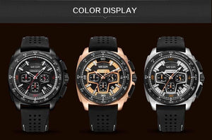 Planet Gates Mens Chronograph Sport Watches with Quartz Movement Rubber Band Luminous Wristwatch for Man Boys 2056G-1N0