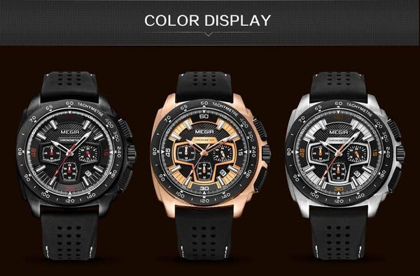 Planet Gates Mens Chronograph Sport Watches with Quartz Movement Rubber Band Luminous Wristwatch for Man Boys 2056G-1N0