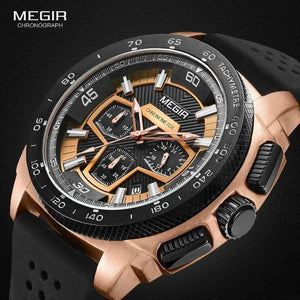 Planet Gates Mens Chronograph Sport Watches with Quartz Movement Rubber Band Luminous Wristwatch for Man Boys 2056G-1N0