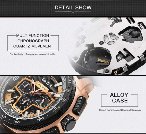 Planet Gates Mens Chronograph Sport Watches with Quartz Movement Rubber Band Luminous Wristwatch for Man Boys 2056G-1N0