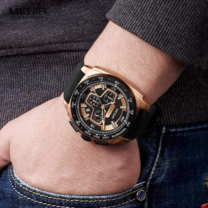 Planet Gates Mens Chronograph Sport Watches with Quartz Movement Rubber Band Luminous Wristwatch for Man Boys 2056G-1N0