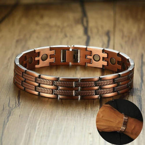 Planet Gates Mens Elegant Pure Copper Magnetic Therapy Link Bracelet Pain Relief For Arthritis And Carpal Tunnel Male Jewelry 8.46"