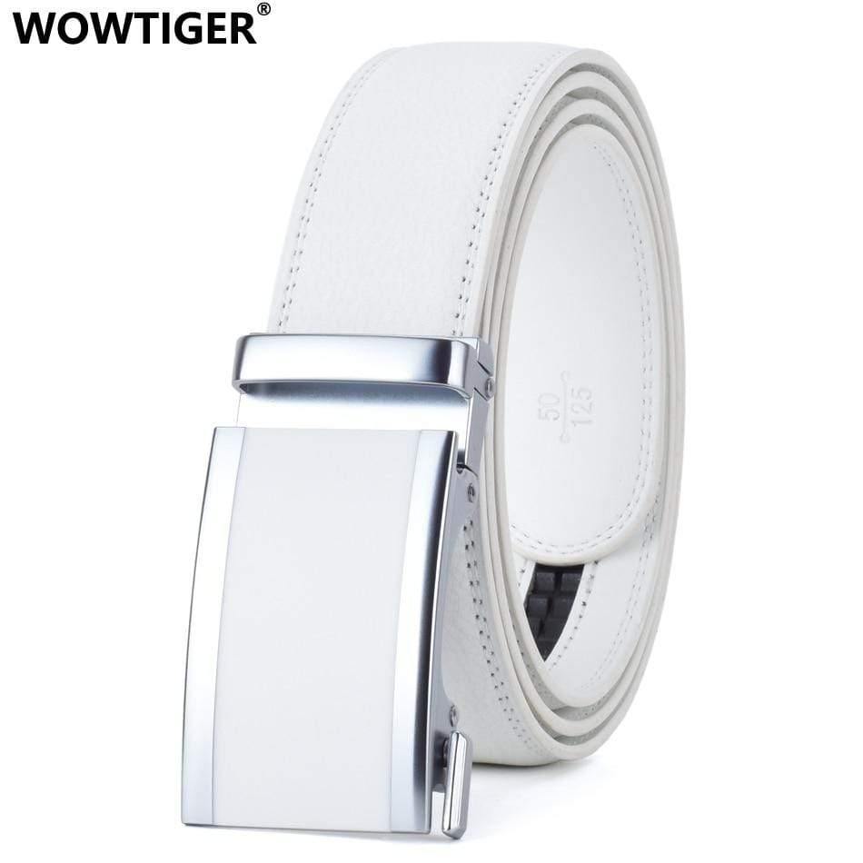 Mens Fashion Automatic Buckle Leather Luxury Man Cinturones Hombre White Men Belt Alloy Buckle Belts For Men