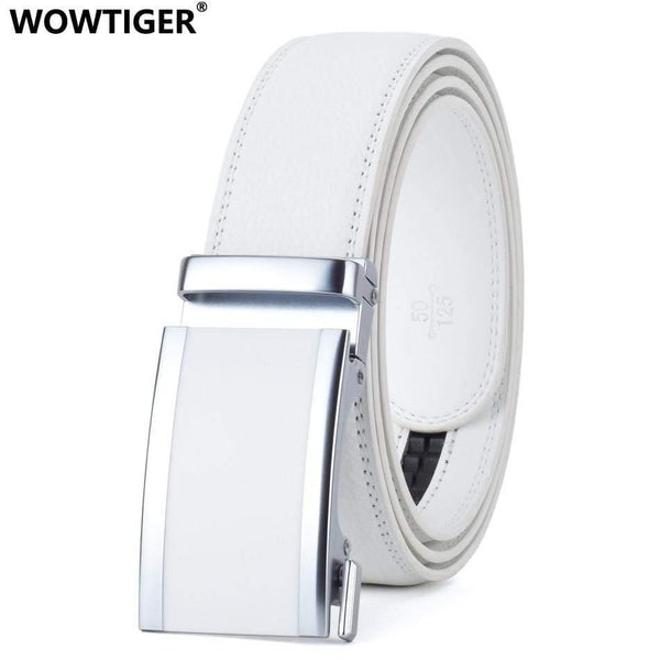 Mens Fashion Automatic Buckle Leather Luxury Man Cinturones Hombre White Men Belt Alloy Buckle Belts For Men
