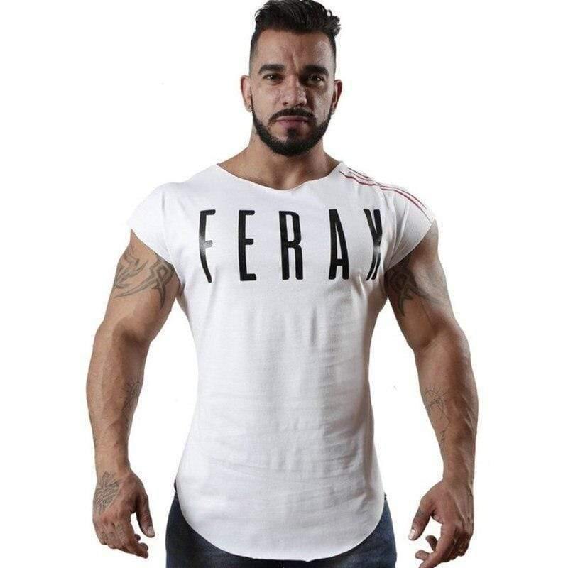 Mens Gyms T-shirt Fitness Bodybuilding Short Sleeve Cotton T Shirt Man Summer Casual Fashion Print Slim Tees Tops Brand Clothes