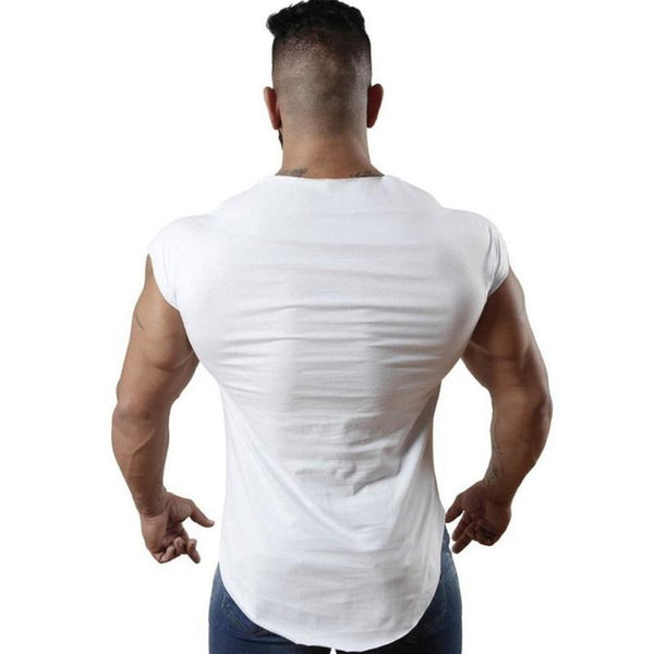 Mens Gyms T-shirt Fitness Bodybuilding Short Sleeve Cotton T Shirt Man Summer Casual Fashion Print Slim Tees Tops Brand Clothes