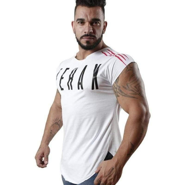 Mens Gyms T-shirt Fitness Bodybuilding Short Sleeve Cotton T Shirt Man Summer Casual Fashion Print Slim Tees Tops Brand Clothes