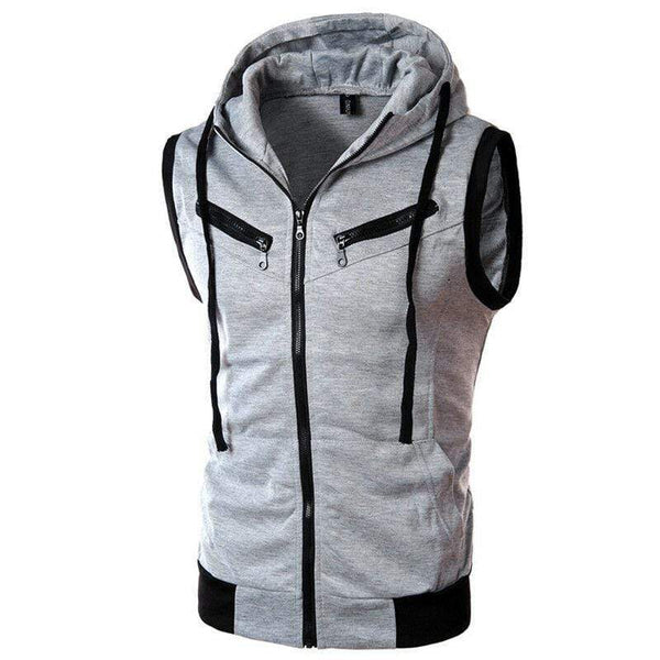 Planet Gates Mens Hooded Sleeveless Zip Casual Sweatshirt Hoodies Jacket Vest Waistcoats Top