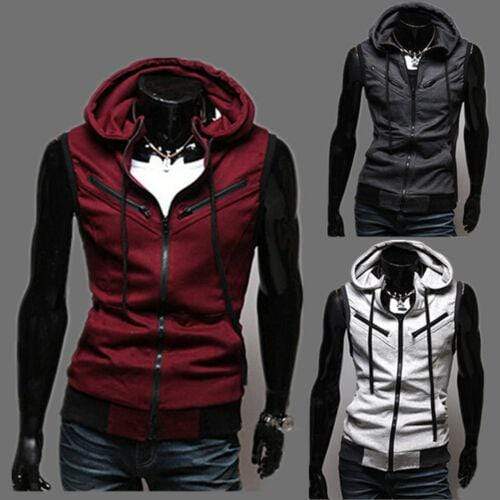 Planet Gates Mens Hooded Sleeveless Zip Casual Sweatshirt Hoodies Jacket Vest Waistcoats Top