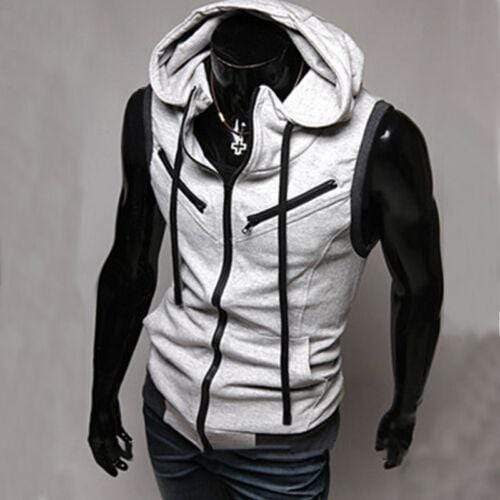 Planet Gates Mens Hooded Sleeveless Zip Casual Sweatshirt Hoodies Jacket Vest Waistcoats Top