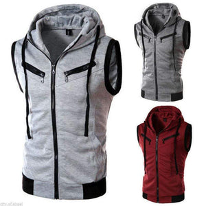 Planet Gates Mens Hooded Sleeveless Zip Casual Sweatshirt Hoodies Jacket Vest Waistcoats Top