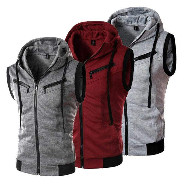 Planet Gates Mens Hooded Sleeveless Zip Casual Sweatshirt Hoodies Jacket Vest Waistcoats Top