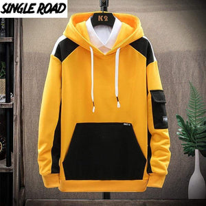 Planet Gates Mens Hoodies Men  Spring Patchwork Sweatshirt Japanese Streetwear Harajuku Hip Hop Oversized Yellow Hoodie Men