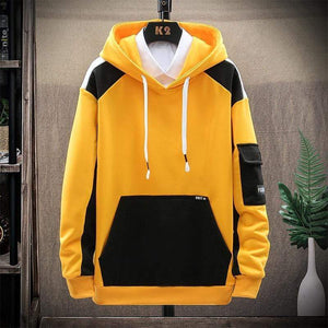 Planet Gates Mens Hoodies Men  Spring Patchwork Sweatshirt Japanese Streetwear Harajuku Hip Hop Oversized Yellow Hoodie Men