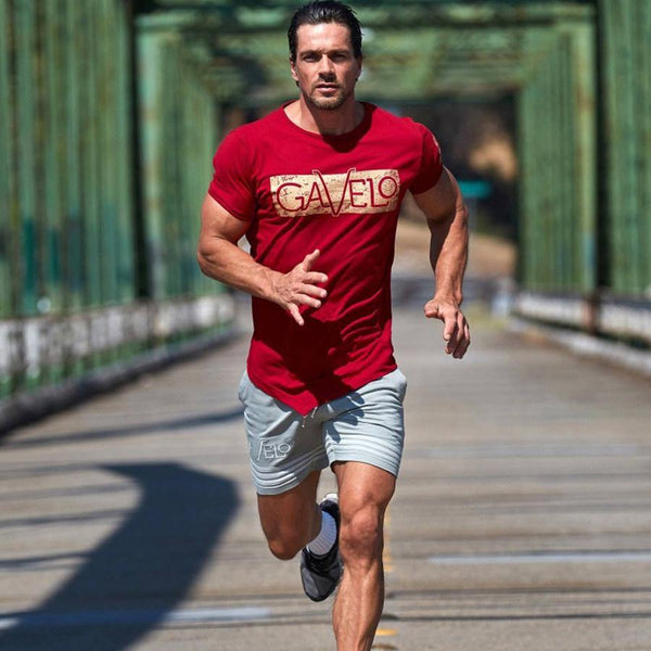 Mens Joggers Workout Cotton T-shirt Casual Fashion Slim T Shirt Male Gyms Fitness Bodybuilding Tee Tops Summer Crossfit Clothing