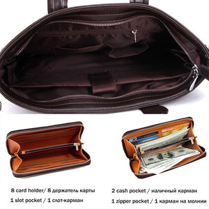 Planet Gates Mens Leather Briefcase Bag Solid Large Business Man Bag Laptop Handbag pasta executiva masculino