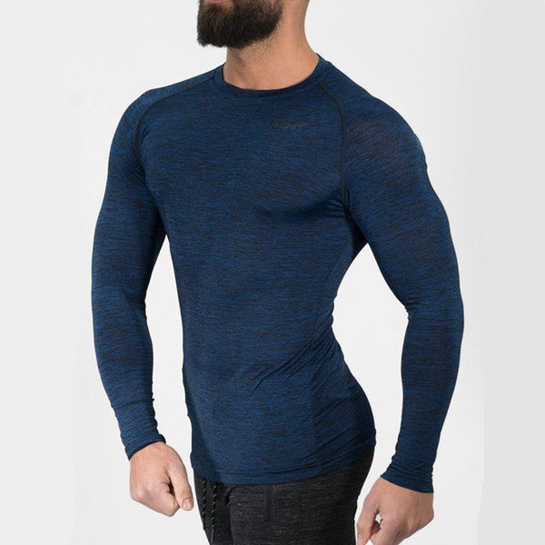 Mens Long Sleeve Quick Dry T-shirt Gyms Fitness Bodybuilding Skinny Elasticity T Shirt Male Jogger Tees Tops Crossfit Clothing