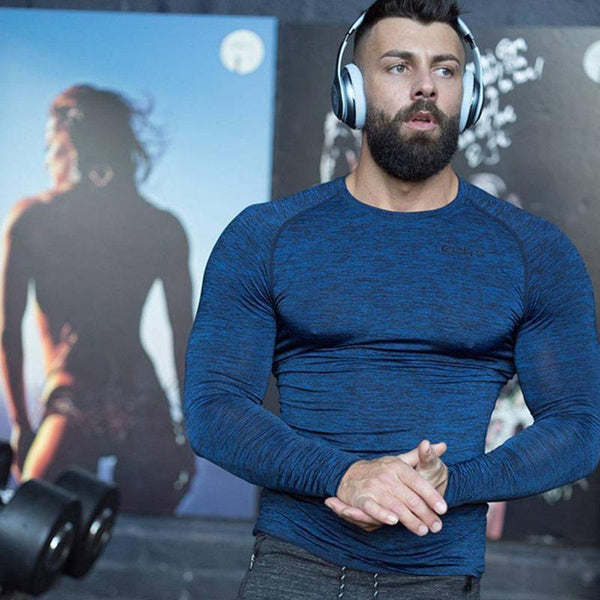 Mens Long Sleeve Quick Dry T-shirt Gyms Fitness Bodybuilding Skinny Elasticity T Shirt Male Jogger Tees Tops Crossfit Clothing