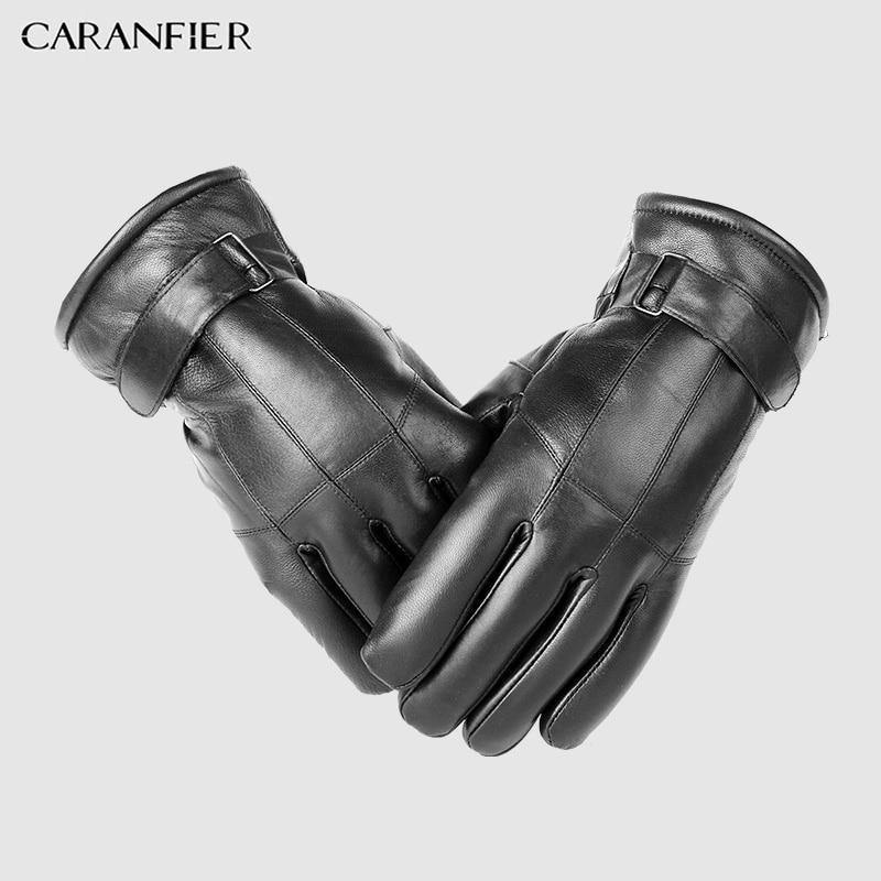 Planet Gates Mens Sheepskin Gloves Genuine Leather Men Winter Outdoor Plus Velvet Warm Fur Thickening Thermal