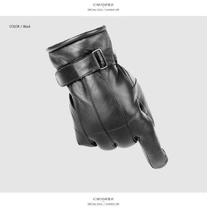 Planet Gates Mens Sheepskin Gloves Genuine Leather Men Winter Outdoor Plus Velvet Warm Fur Thickening Thermal