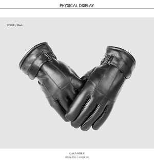 Planet Gates Mens Sheepskin Gloves Genuine Leather Men Winter Outdoor Plus Velvet Warm Fur Thickening Thermal