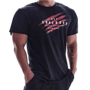 Mens Short Sleeve Cotton Slim T-shirt Summer Casual Print Tee Shirt Tops Male Gyms Fitness Bodybuilding Crossfit Brand Clothing